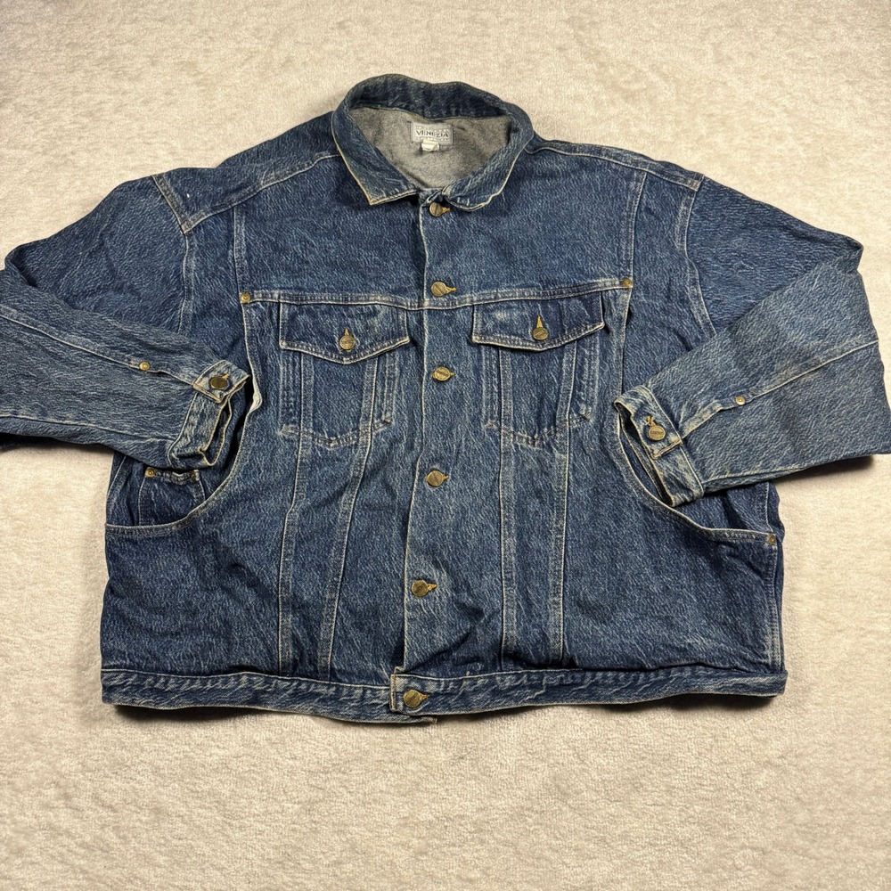 Venezia Sportswear Vintage Denim Trucker Jacket Blue Made‎ in USA 26/28 3376-49